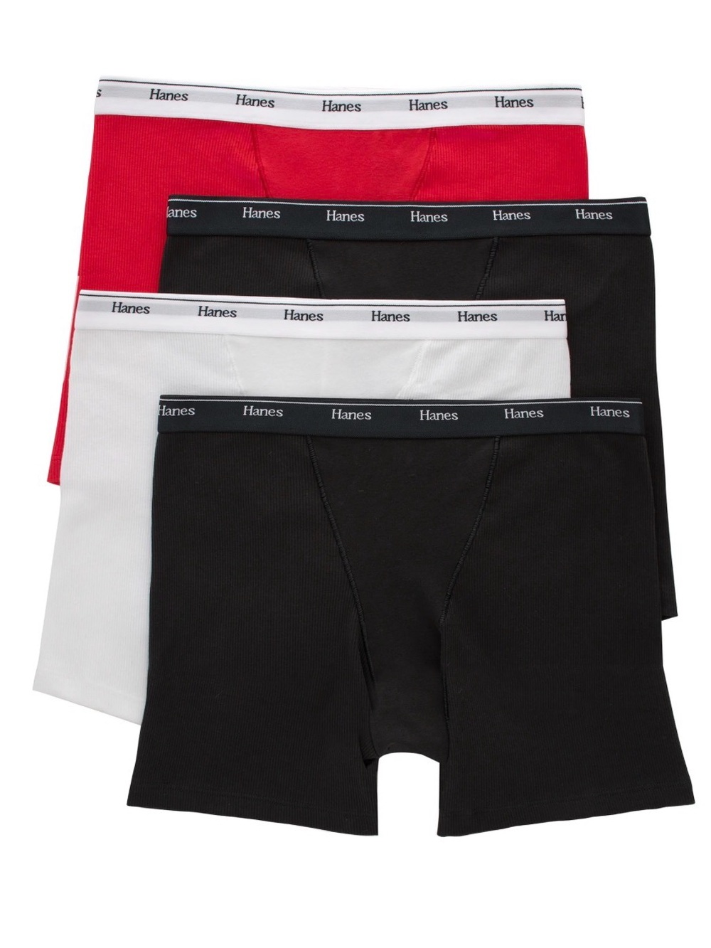 Hanes Originals MidThigh Boxer Brief Underwear, Breathable Cotton Stretch 4-Pack